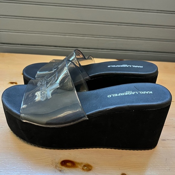 KARL LAGERFELD PARIS Fenya Transparent Platform Slides Women Size 7.5 - Picture 6 of 9